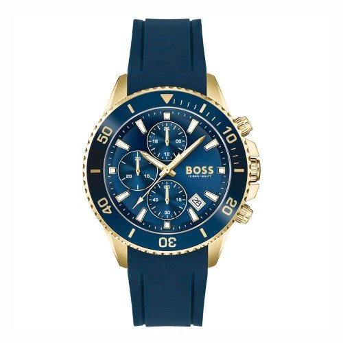 Hugo Boss Admiral Chronograph Blue Dial Blue Rubber Strap Watch for Men - 1513965