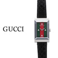 Gucci G Frame Two Tone Mother of Pearl Dial Black Leather Strap Watch For Women - YA147403