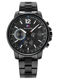 Tommy Hilfiger London Chronograph Black Dial Black Steel Strap Watch for Men - 1791529