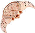 Michael Kors Ritz Chronograph Rose Gold Dial Steel Strap Watch for Women - MK6357