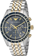 Emporio Armani Tazio Chronograph Blue Dial Two Tone Steel Strap Watch For Men - AR8030