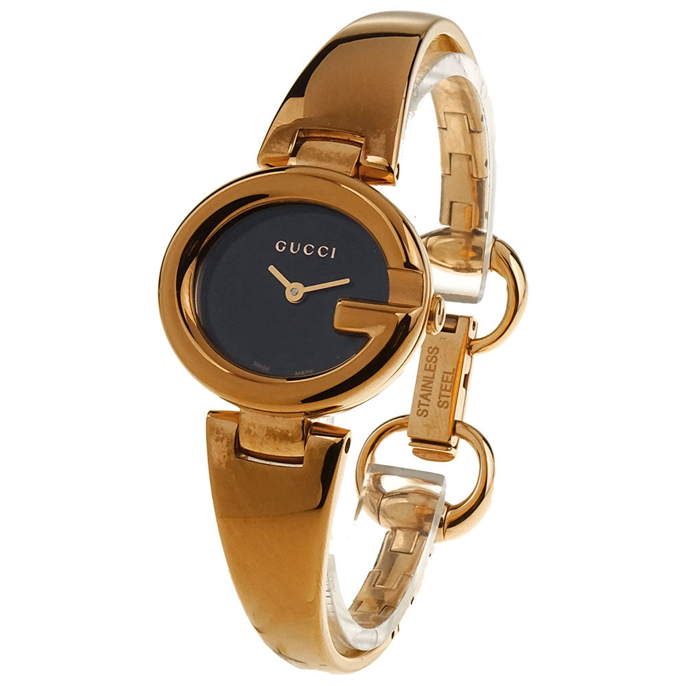 Gucci Guccissima Quartz Black Dial Rose Gold Steel Strap Watch For Women - YA134509