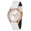 Calvin Klein Skirt White Dial White Leather Strap Watch for Women - K2U236KW