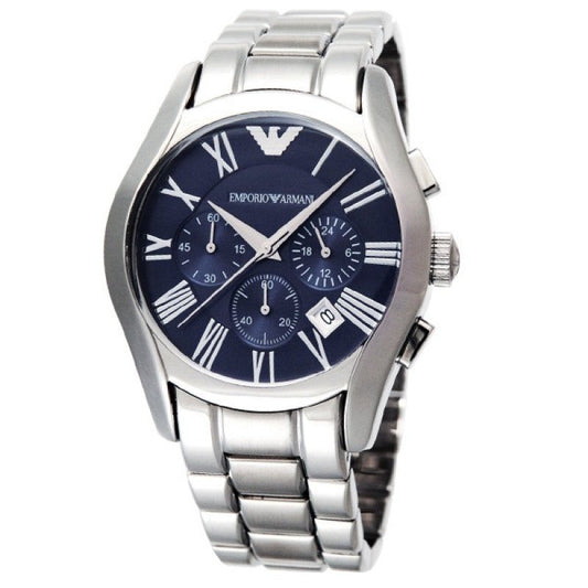 Emporio Armani Classic Blue Dial Silver Stainless Steel Strap Watch For Men - AR1635