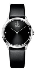 Calvin Klein Minimal Black Dial Black Leather Strap Watch for Women - K3M231C4