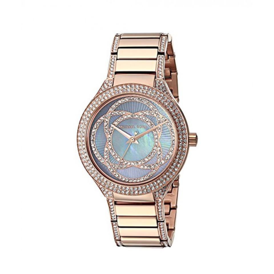 Michael Kors Kerry Purple Dial Rose Gold Stainless Steel Strap Watch for Women - MK3482