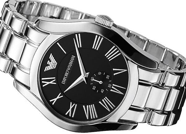 Emporio Armani Valente Black Dial Silver Steel Strap Watch For Men - AR0680