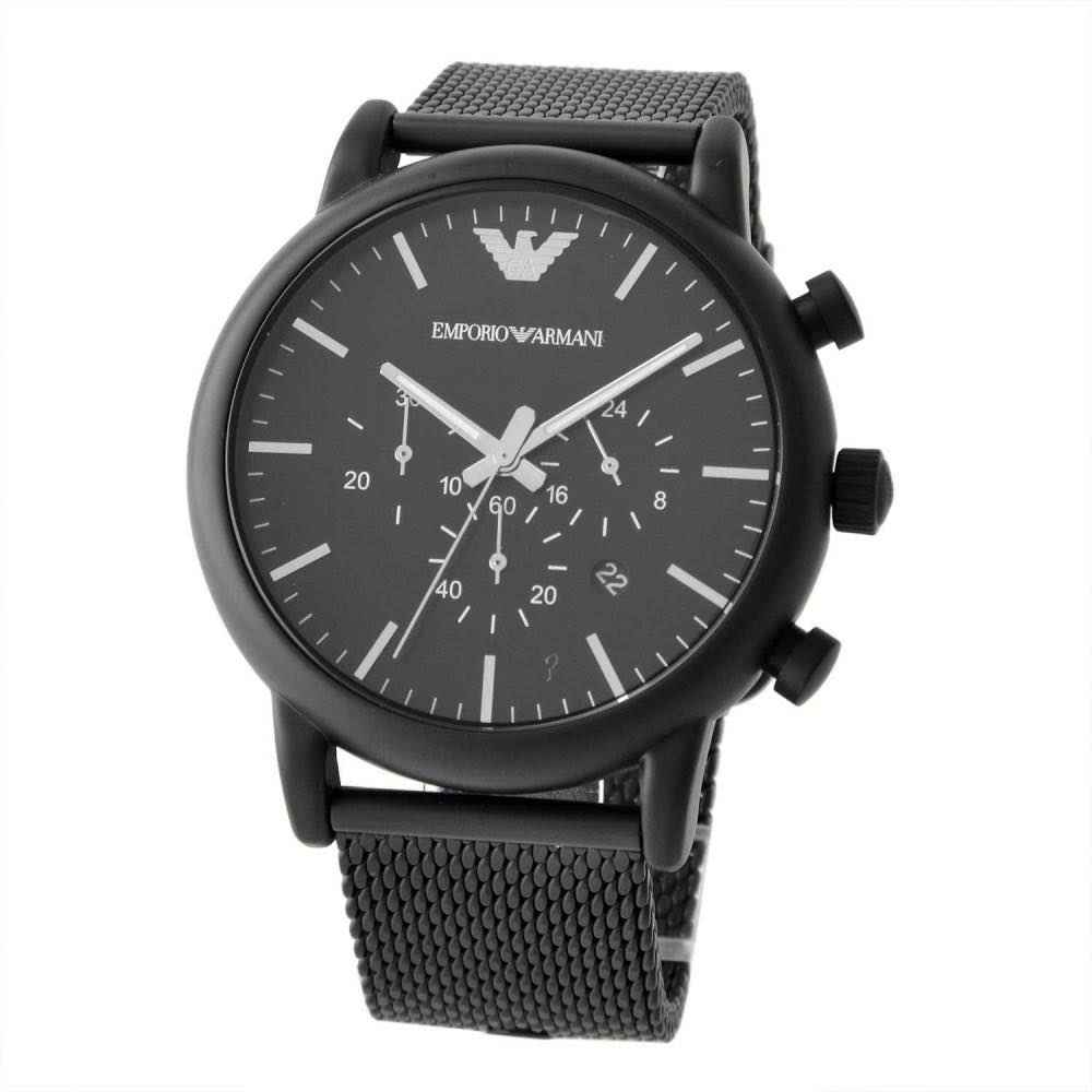 Emporio Armani Sport Chronograph Black Dial Black Mesh Bracelet Watch For Men - AR1968