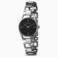 Calvin Klein Dainty Black Dial Silver Steel Strap Watch for Women - K7L23141