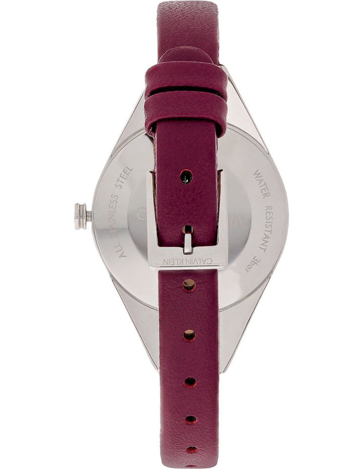 Calvin Klein Rebel Blue Dial Maroon Leather Strap Watch for Women - K8P231UN