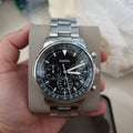 Fossil Goodwin Chronograph Black Dial Silver Steel Strap Watch for Men - FS5412