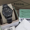 Fossil The Commuter Brown Dial Black Steel Strap Watch for Men - FS5277