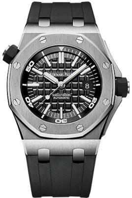 Audemars Piguet Royal Oak Offshore Diver Black Dial Black Rubber Strap Watch for Men - 15710ST.OO.A002CA.01