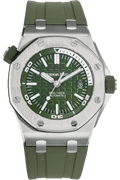 Audemars Piguet Royal Oak Offshore Diver Green Dial Green Rubber Strap Watch for Men - 15710ST.OO.A052CA.01