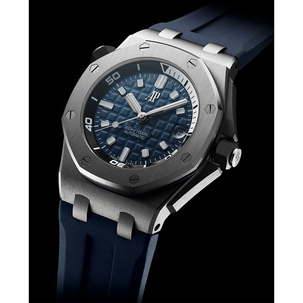 Audemars Piguet Royal Oak Offshore Diver Blue Dial Blue Rubber Strap Watch for Men - 15720ST.OO.A027CA.01