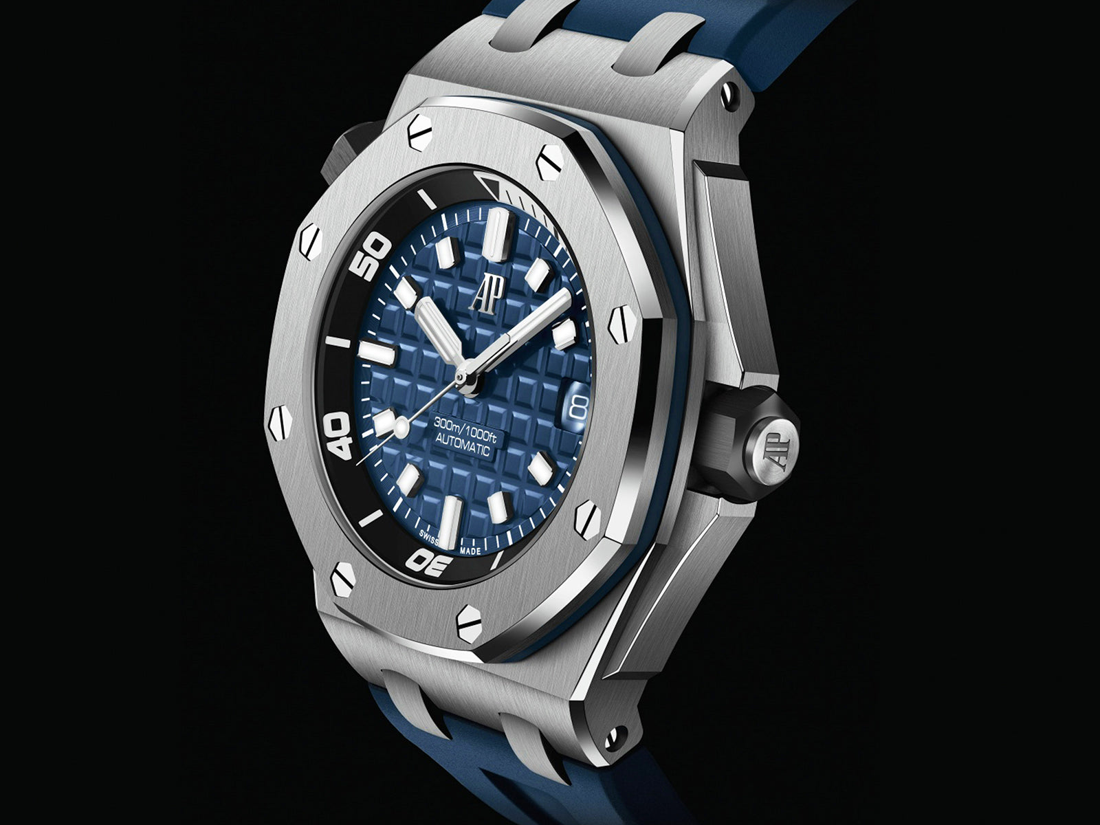 Audemars Piguet Royal Oak Offshore Diver Blue Dial Blue Rubber Strap Watch for Men - 15720ST.OO.A027CA.01