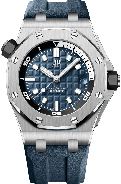 Audemars Piguet Royal Oak Offshore Diver Blue Dial Blue Rubber Strap Watch for Men - 15720ST.OO.A027CA.01