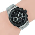 Hugo Boss Supernova Chronograph Black Dial Silver Steel Strap Watch for Men - 1513359