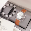 Fossil Candy White Dial Brown Leather Strap Watch for Women - ES3538