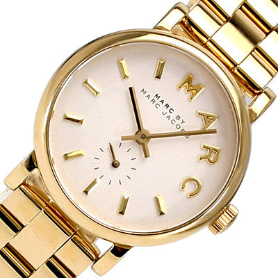 Marc Jacobs Baker White Dial Gold Stainless Steel Watch for Women - MBM3247