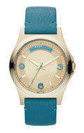 Marc Jacobs Baby Dave Champagne Dial Teal Leather Strap Watch for Women - MBM1263