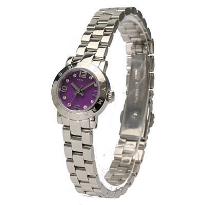 Marc Jacobs Amy Purple Dial Silver Stainless Steel Strap Watch for Women - MBM3228