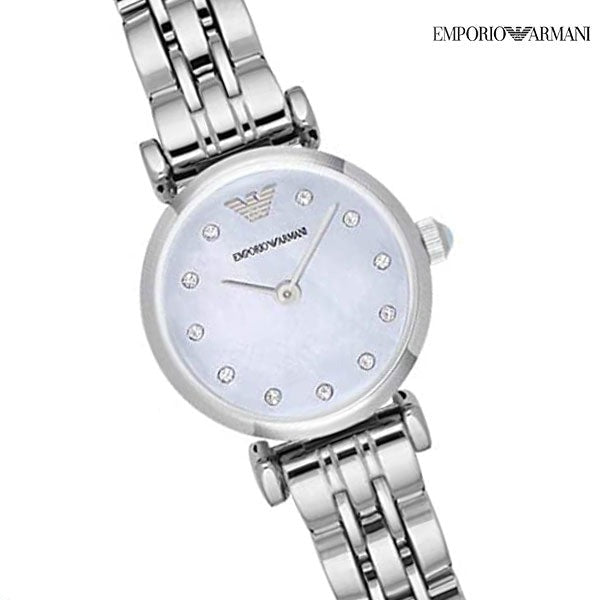 Emporio Armani Gianni T Bar Blue Dial Silver Steel Strap Watch For Women - AR1961
