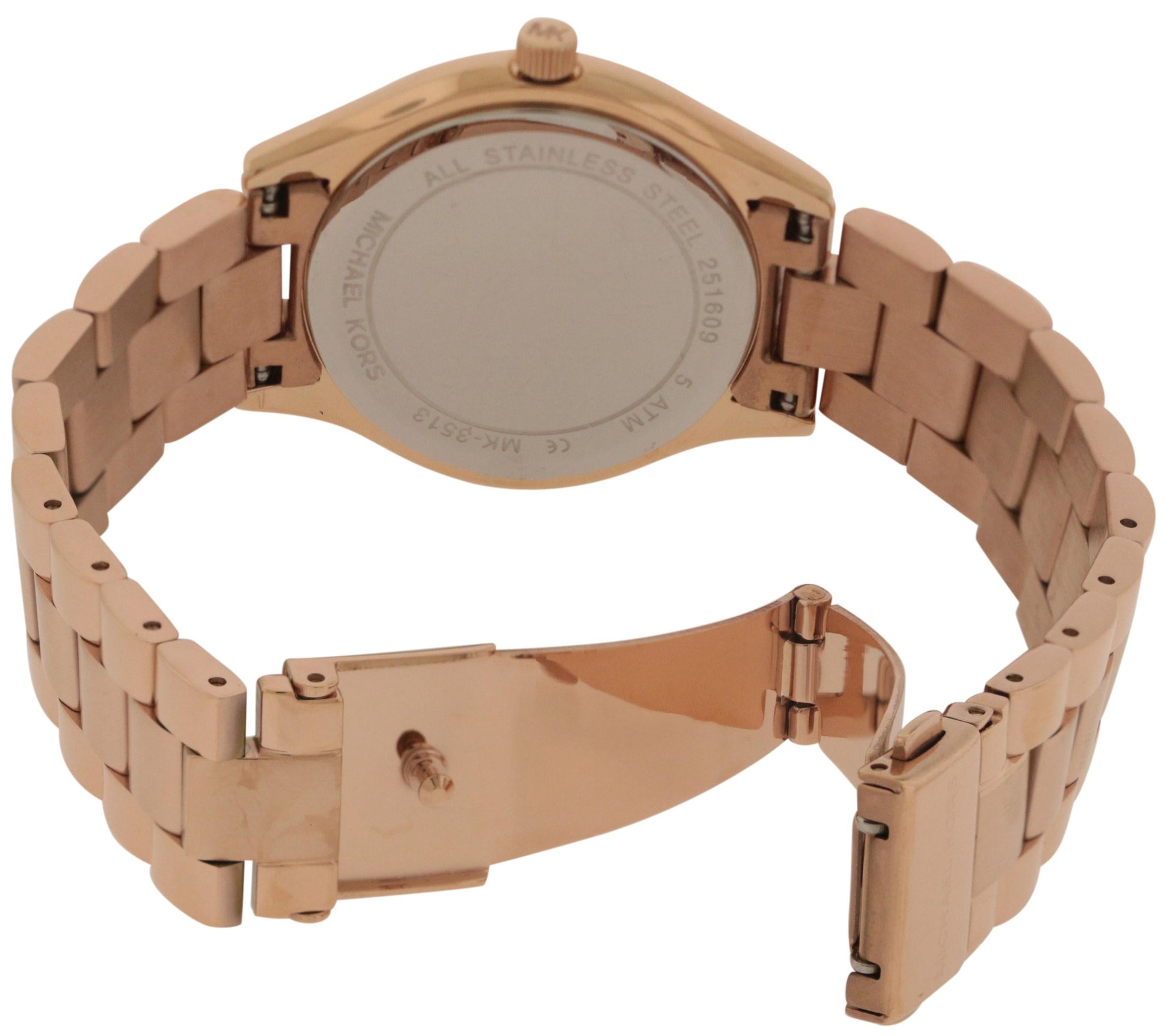 Michael Kors Slim Runway Rose Gold Dial Steel Strap Watch for Women - MK3513