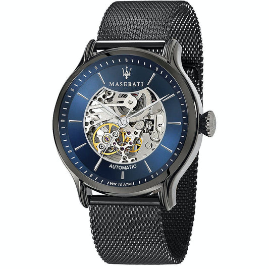 Maserati Epoca Automatic Skeleton Blue Dial Mesh Bracelet Watch For Men - R8823118002