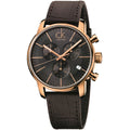 Calvin Klein City Chronograph Black Dial Brown Leather Strap Watch for Men - K2G276G3