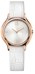 Calvin Klein Skirt White Dial White Leather Strap Watch for Women - K2U236KW