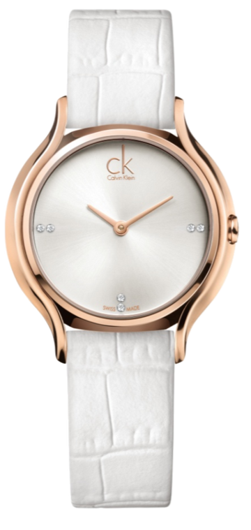 Calvin Klein Skirt White Dial White Leather Strap Watch for Women - K2U236KW