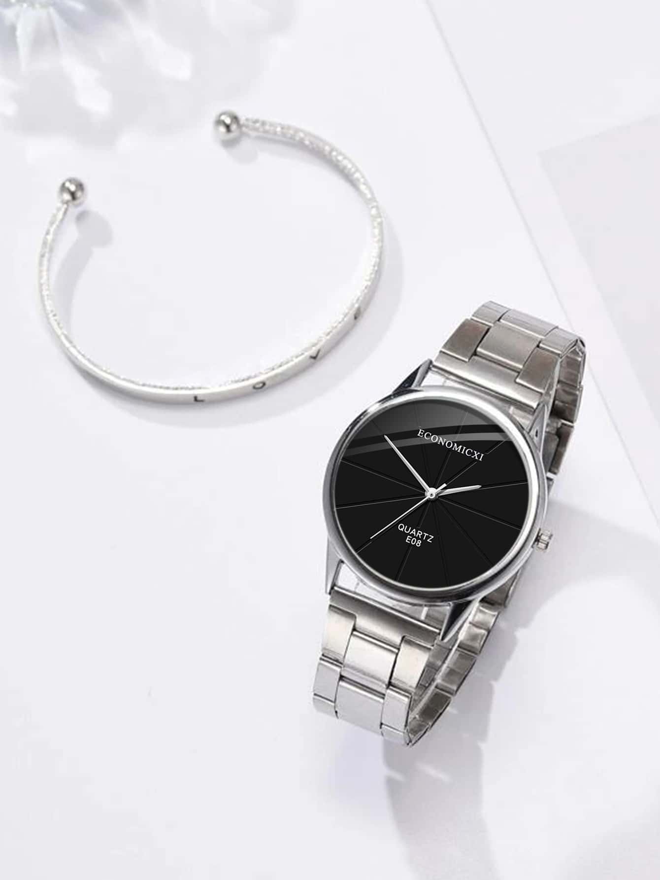 Calvin Klein Stately Black Dial Silver Steel Strap Watch for Women - K3G23121