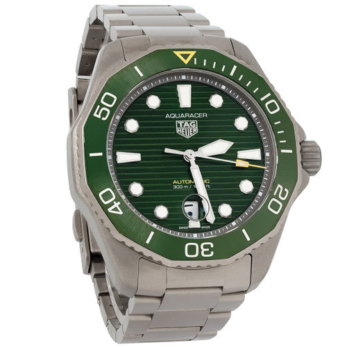 Tag Heuer Aquaracer Professional 300 Automatic Green Dial Silver Steel Strap Watch for Men - WBP208B.BF0631