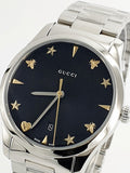 Gucci G Timeless Black Dial Silver Steel Strap Watch For Women - YA1264029A