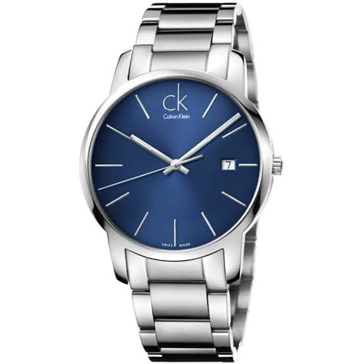 Calvin Klein City Blue Dial Silver Steel Strap Watch for Men - K2G2G14N