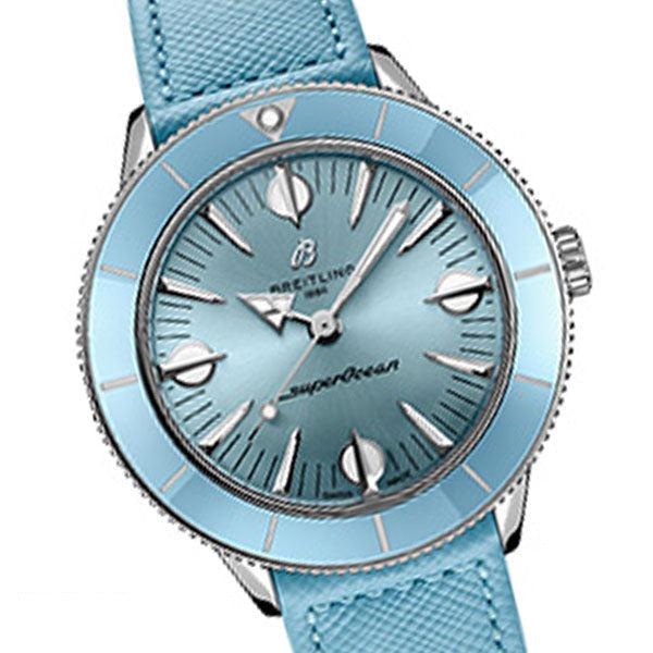 Breitling Superocean Heritage '57 Pastel Paradise Blue Dial Blue Leather Strap Watch for Women - A10340161C1X1