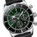 Breitling Superocean Heritage B01 Chronograph 44 Limited Edition Green Dial Black Mesh Bracelet Watch for Men - AB01621A1L1S1