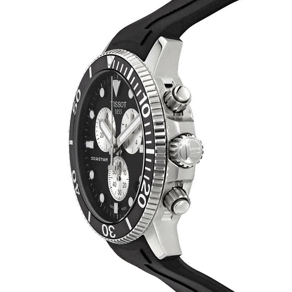 Tissot Seaster 1000 Chronograph Black Dial Black Rubber Strap Watch For Men - T120.417.17.051.00