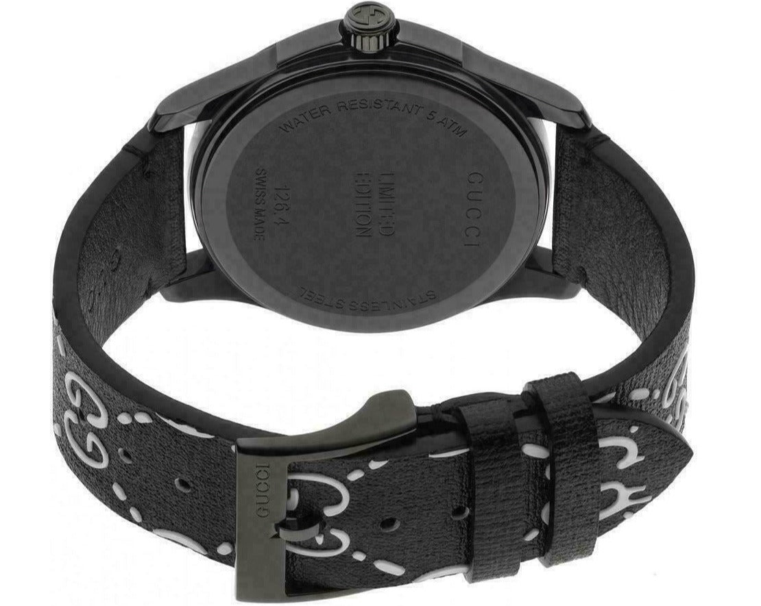 Gucci G Timeless Ghost Motif Black Dial Black Rubber Strap Watch For Men - YA1264018