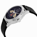 Gucci G Timeless Bee Motif Black Dial Black Leather Strap Watch For Women - YA1264067