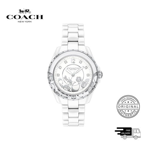 Coach Preston White Dial White Steel Strap Watch for Women - 14503464