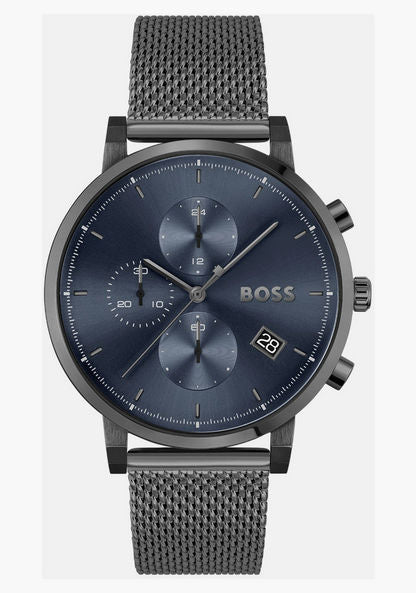 Hugo Boss Skymaster Chronograph Grey Dial Grey Mesh Bracelet Watch for Men  - 1513934