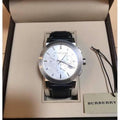 Burberry The City Chronograph White Dial Black Leather Strap Watch for Men - BU9355