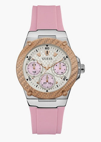 Guess Zena Quartz White Dial Pink Rubber Strap Watch For Women - W1094L4