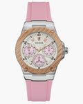 Guess Zena Quartz White Dial Pink Rubber Strap Watch For Women - W1094L4