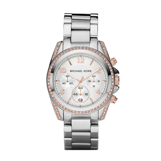 Michael Kors Blair Chronograph Silver Dial Silver Steel Strap Watch for Women - MK5459