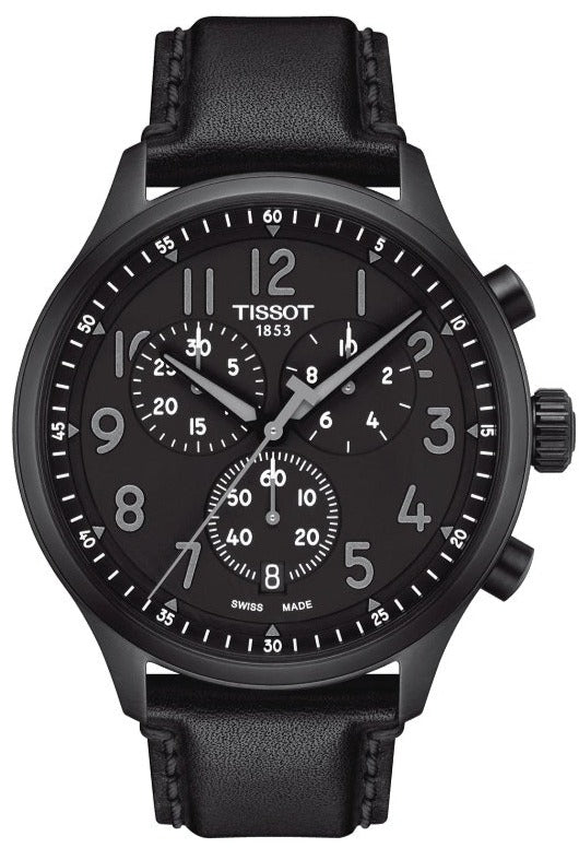 Tissot Chrono XL Vintage Black Dial Black Leather Strap Watch For Men - T116.617.36.052.00