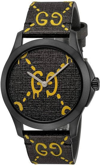 Gucci G Timeless Ghost Black Dial Black Rubber Strap Watch For Men - YA1264019