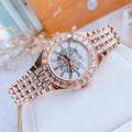 Bulova Phantom White Dial with Swarovski Baguettes Rose Gold Steel Strap Watch for Women - 98L268